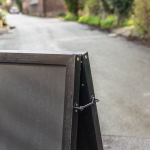 Tall Chalkboard A-Frame in Black - Close Up of Fastening and Frame