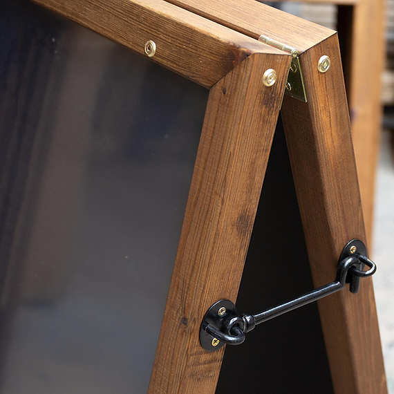 Poster Holder Chalkboard A Frame - Close Up of Fastening and Frame Poster Holder Chalkboard A Frame - Close Up of Fastening and Frame, Commercial Use, Chalkboard A-Frames, Wooden Chalkboard