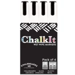 Wet Wipe Chalkboard Marker White Pens. Pack of 4. 6mm