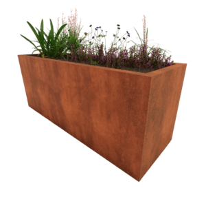 Corten Steel Planter Trough with Plants