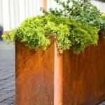 Corten Steel Metal Planter Trough without Castors for Commercial Use