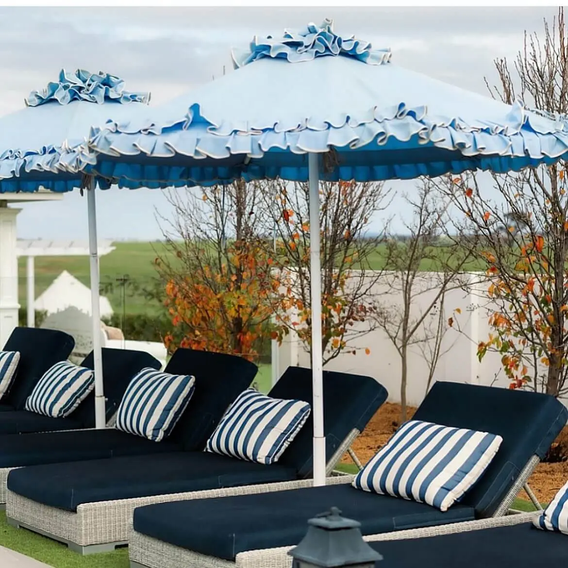 Baby Blue Petite Flamenco Giant Umbrella Baby Blue Petite Flamenco Giant Umbrella Installation around Pool Setting, Commercial Umbrellas, Commercial Giant Umbrellas, Restaurant Parasols, Hospitality Giant Umbrella, Pub Parasol