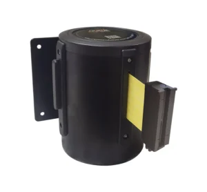 WallMaster Wall Mounted Retractable Barrier, Black WallMaster Wall Mounted Retractable Barrier, Black Wall Mount, Wall Mount, Warehouse Mounted Tape Barrier