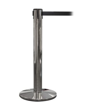 QueuePro 400, QueuePro 400 Retractable Queue Barrier, QueuePro 400 Retracting Queue Stanchion, QueuePro 400 Retractable Queue Post, Queue Belt Barriers, Polished Stainless Steel Queue Belt Barrier