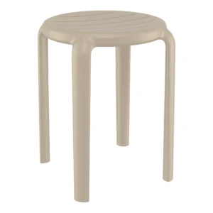 Hardy Low Stackable Stool in Taupe, Commercial Furniture, Restaurant Furniture, Hospitality Furniture, Outdoor Furniture, Indoor Furniture, Metal Stool