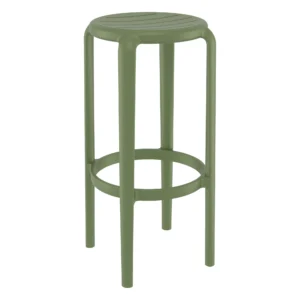 Hardy High Stackable Stool in Olive Green, Commercial Furniture, Restaurant Furniture, Hospitality Furniture, Outdoor Furniture, Indoor Furniture, Metal Stool