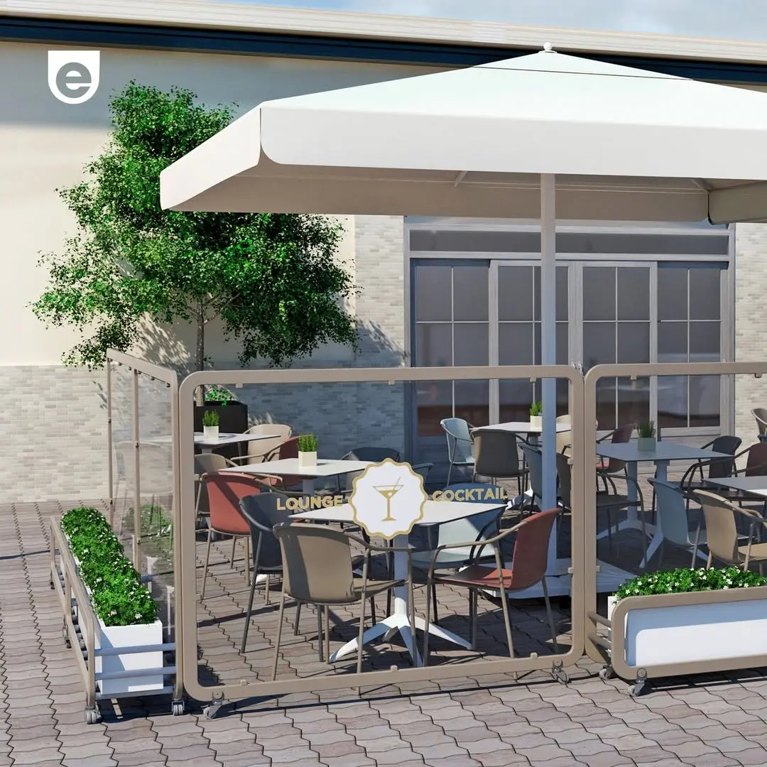 Siena Maxi Industrial Café Planter Screens in Taupe with Methacrylate Screens and Planter Boxes in White Outside with Logo Siena Maxi Industrial Café Planter Screens in Taupe with Methacrylate Screens and Planter Boxes in White Outside with Logo, Cafe Planters, Restaurant Planters, Industrial Cafe Planters, Cafe Screens, Outdoor Cafe Planters, Bespoke Planters, Planters with Screens, Commercial Planters, Commercial Cafe Planters, Hospitality Cafe Planters