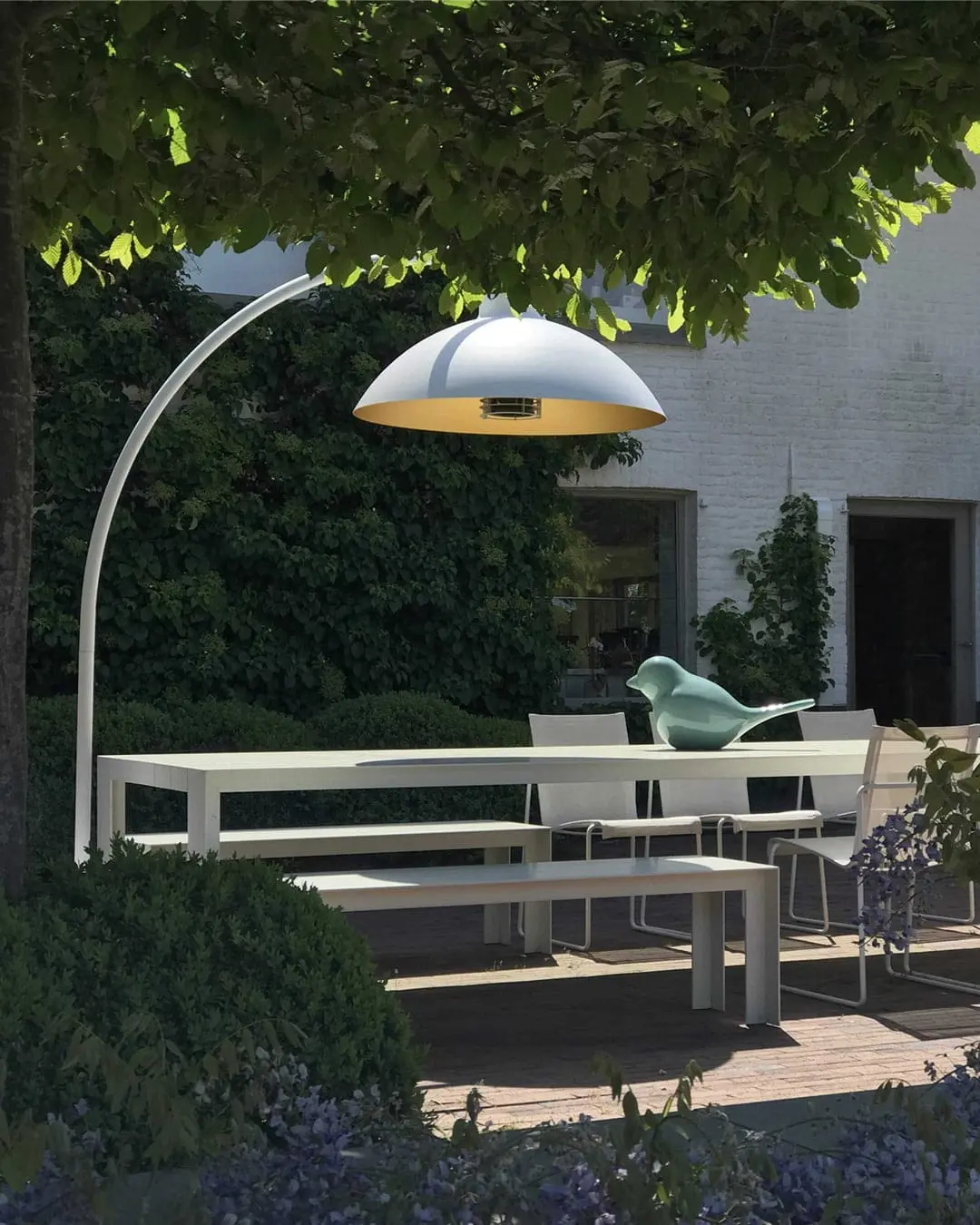White Patio Heater - Free Standing White Free Standing Dome Patio Heater around Tables Outside, Free Standing Patio Heaters, Dome Patio Heater, Patio Heaters, Infrared Heaters, Restaurant Heaters, Commercial Use Patio Heaters, Dome Heater, Dome Patio Heater, Outdoor Patio Heaters, Outdoor Heaters, Modern Patio Heater
