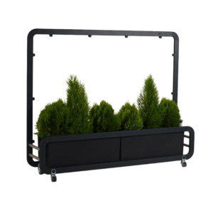 Siena Mini Industrial Café Planter in Anthracite with Methacrylate Panel and Planter Boxes with Plants in Black, Cafe Planters, Restaurant Planters, Industrial Cafe Planters, Cafe Screens, Outdoor Cafe Planters, Bespoke Planters, Planters with Screens, Commercial Planters, Commercial Cafe Planters, Hospitality Cafe Planters