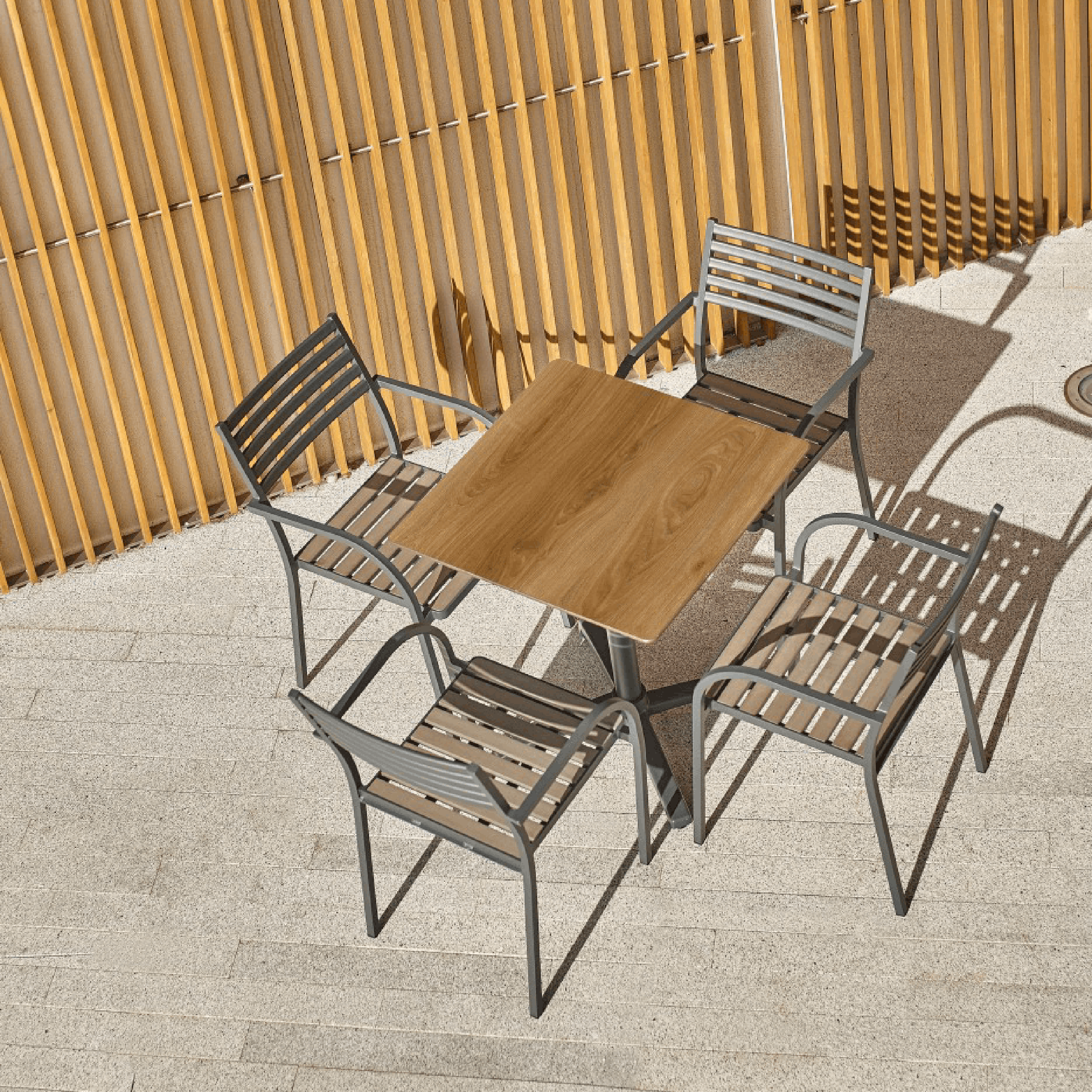 Kos Foldable Table - Oak with Chairs Set