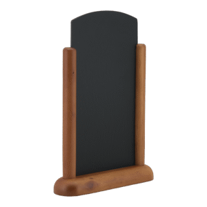 Curve Top Table Board in Dark Brown - Product Image, Table Chalkboard, Freestanding Table Board, Wooden Table Board, Double Sided Table Chalkboard, Table Top Accessory, Advertising Boards, Restaurant Signage, Cafe Signage, Menu Boards, Menu Signage