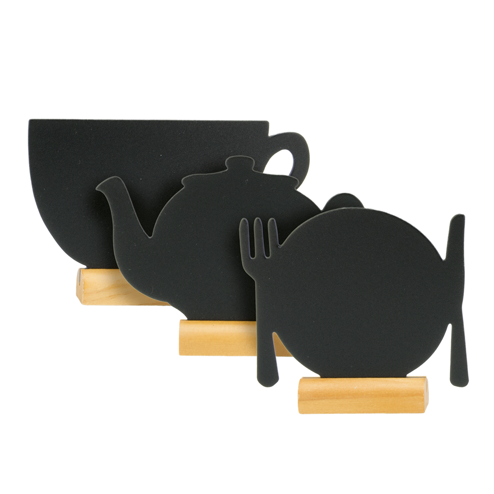 Mini Shadow Wooden Table Board Cups, Teapot & Plate Shapes - Product Image Mini Shadow Wooden Table Board Cups, Teapot & Plate Shapes - Product Image, Table Chalkboard, Freestanding Table Board, Wooden Table Board, Double Sided Table Chalkboard, Table Top Accessory, Advertising Boards, Restaurant Signage, Cafe Signage, Menu Boards, Menu Signage