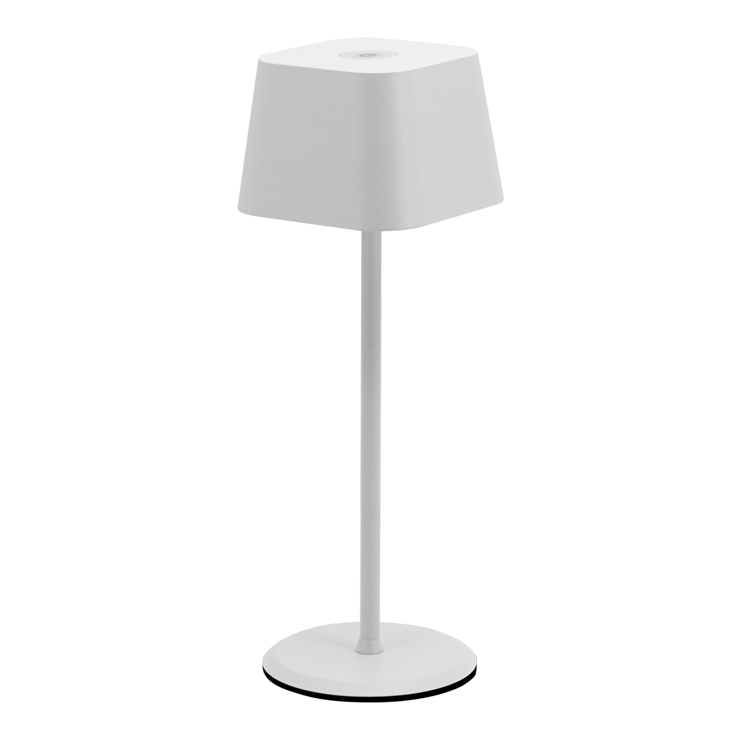 Valletta Rechargeable Table Lamp in White - Product Image Valletta Rechargeable Table Lamp in White - Product Image, Table Lighting, Restaurant Lighting, Lighting for Table at Restaurant, Commercial Table Lighting, Hospitality Lighting, Rechargeable Table Lamps, LED Lighting, Outdoor Table Lamps, Indoor Table Lighting, Cafe Lighting, Table Lamps for Cafes
