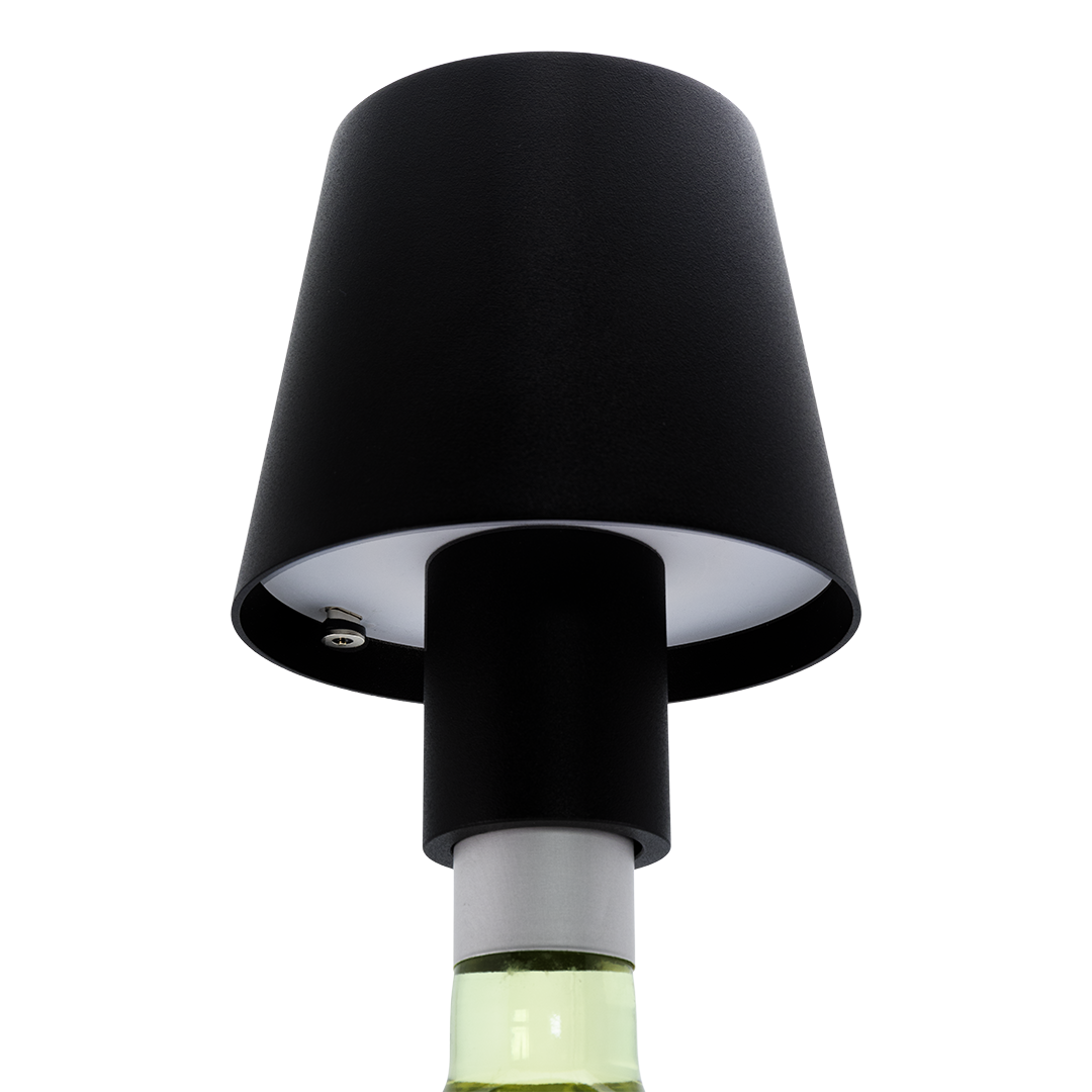 Versailles Rechargeable Bottle Lamp - Product Image Versailles Rechargeable Bottle Lamp in Black - Product Image, Table Lighting, Restaurant Lighting, Lighting for Table at Restaurant, Commercial Table Lighting, Hospitality Lighting, Rechargeable Bottle Lamps, LED Lighting, Outdoor Bottle Lamps, Indoor Table Lighting, Cafe Lighting, Bottle Lamps for Cafes