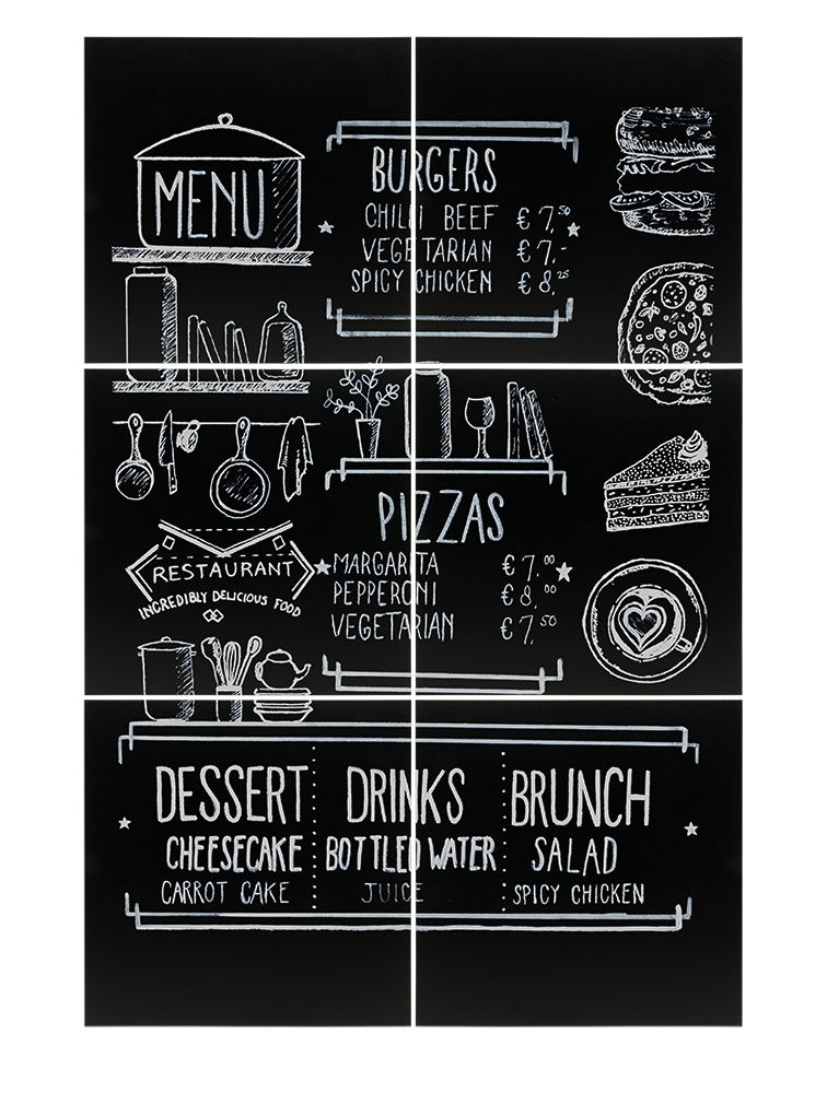 Frameless Chalkboards Displaying Menu Frameless Chalkboards Displaying Menu, Wall Board, Shop Wall Boards, Cafe Wall Boards, Wall Boards, Wall Menu Displays, Menu Signage, Boards with Chalkboard, Wall Display, Chalkboard Boards, Information Displays, Frameless Wall Chalkboard, Modern Wall Boards
