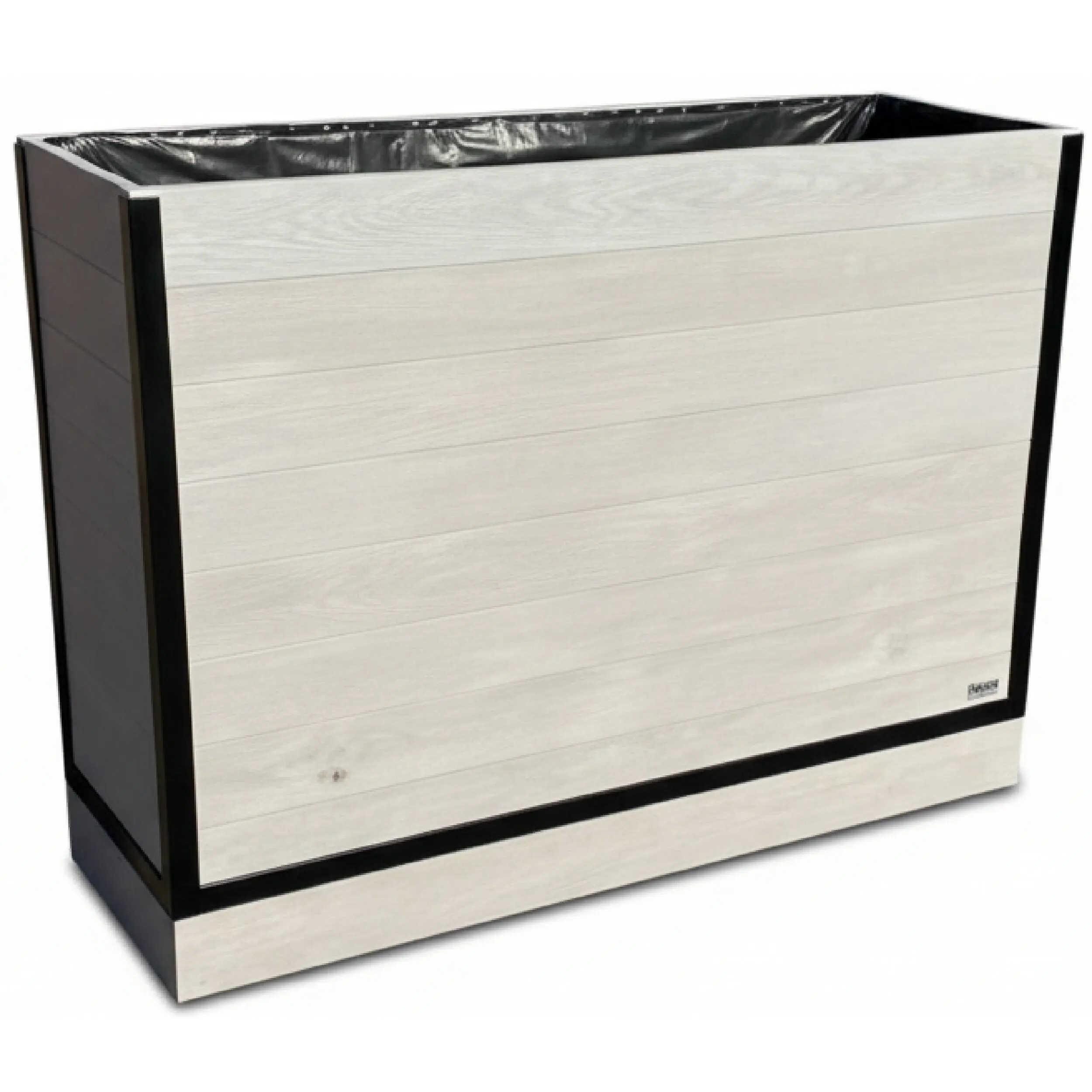 Baylis Forigo Industrial Cafe Planter - Closed Baylis Forigo Industrial Cafe Planter for Commercial Use with Hidden Wheels and in Muted Clay Finish. Bespoke sizes and finishes are available.