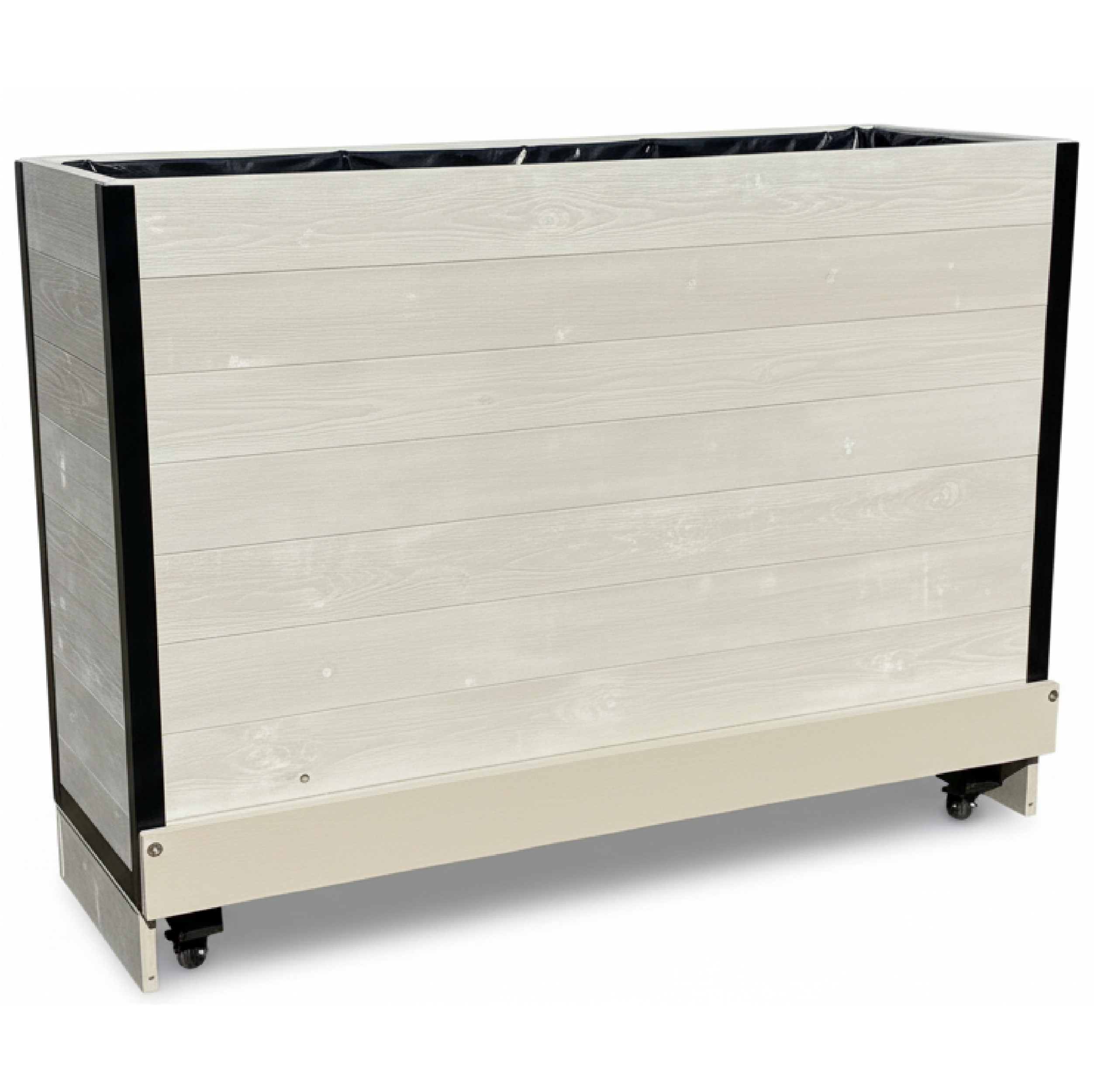 Baylis Forigo Industrial Cafe Planter - Open Baylis Forigo Industrial Cafe Planter for Commercial Use in Muted Clay Paint Finish with Hidden Wheels. Bespoke sizes and finishes are available.