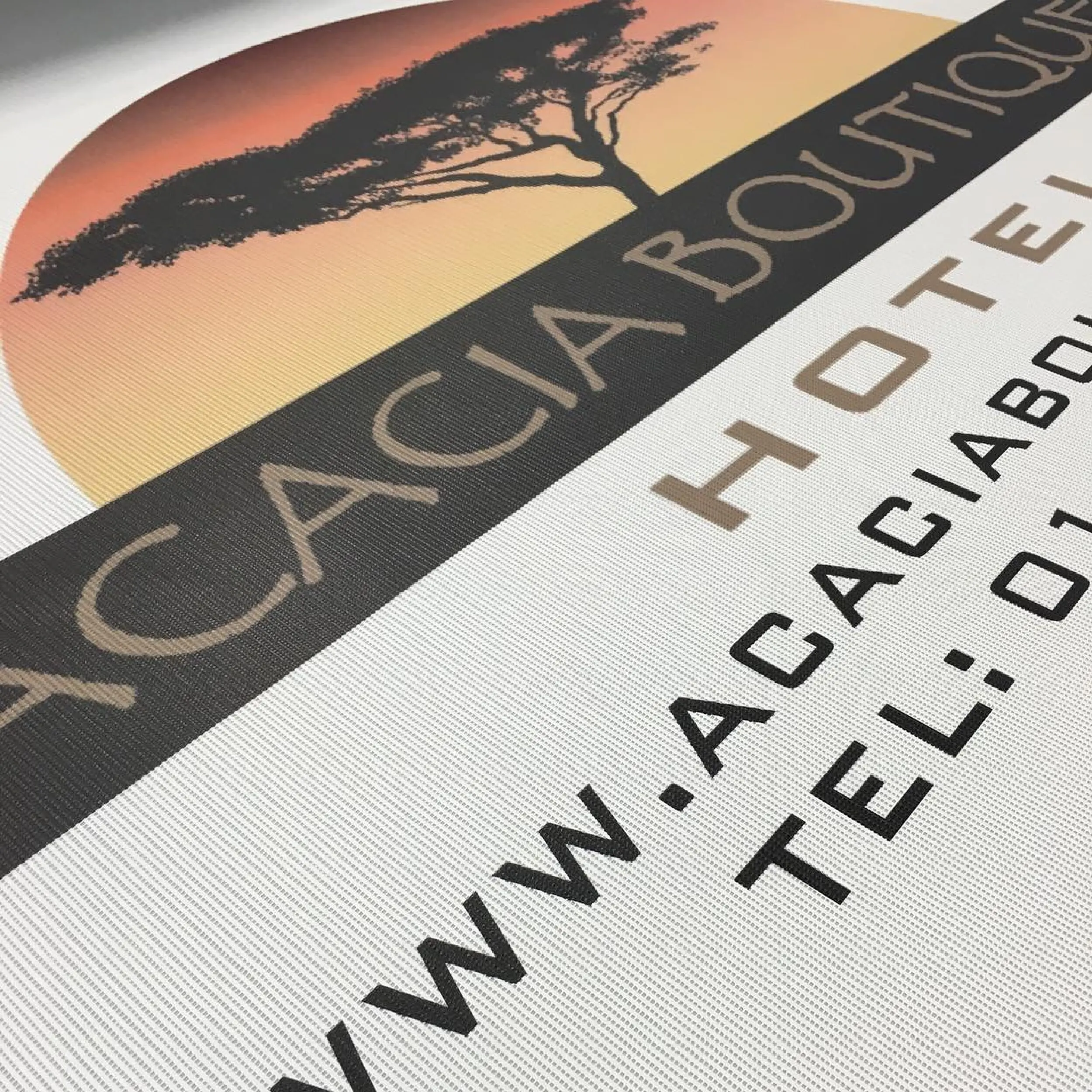Acacia Boutique - Mesh Cafe Banner Acacia Boutique PVC Mesh Printed Cafe Banner, Bespoke Cafe Banners, Alfresco Cafe Panels, PVC Mesh Panels, Restaurant Panels, Commercial Cafe Panels, Custom Made PVC Mesh Panels, Digitally Printed Banners