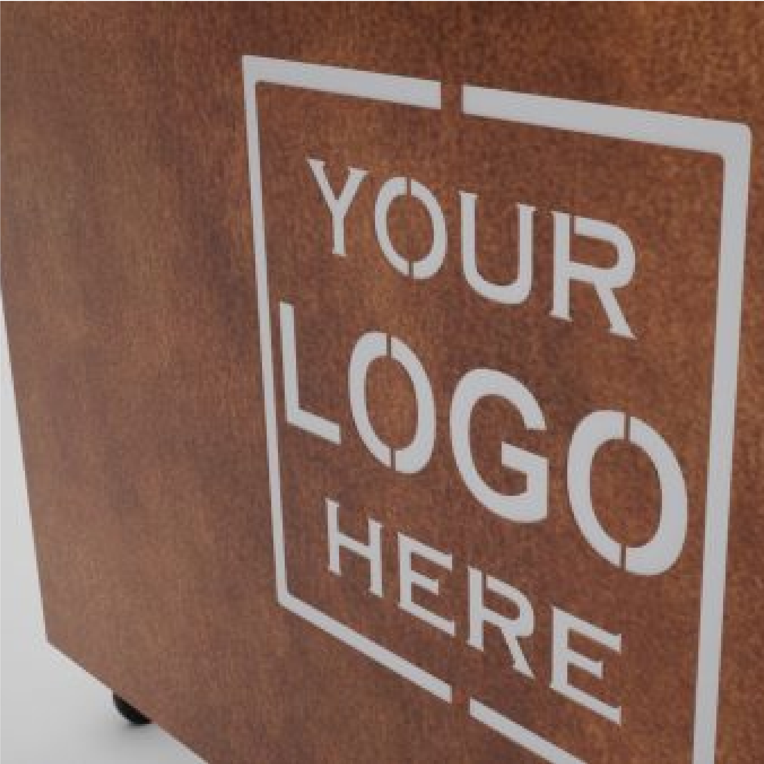 Corten Steel Cafe Planter - Logo Corten Steel Metal Cafe Planters Logo - Available with Laser Cut Logo Panels, Corten Steel Industrial Cafe Planter Trough with Plants, Restaurant Planters, Metal Cafe Planters, Commercial Planters, Bespoke Cafe Planters, Custom-Made Cafe Planters, planters for cafes, outdoor planters, alfresco planters