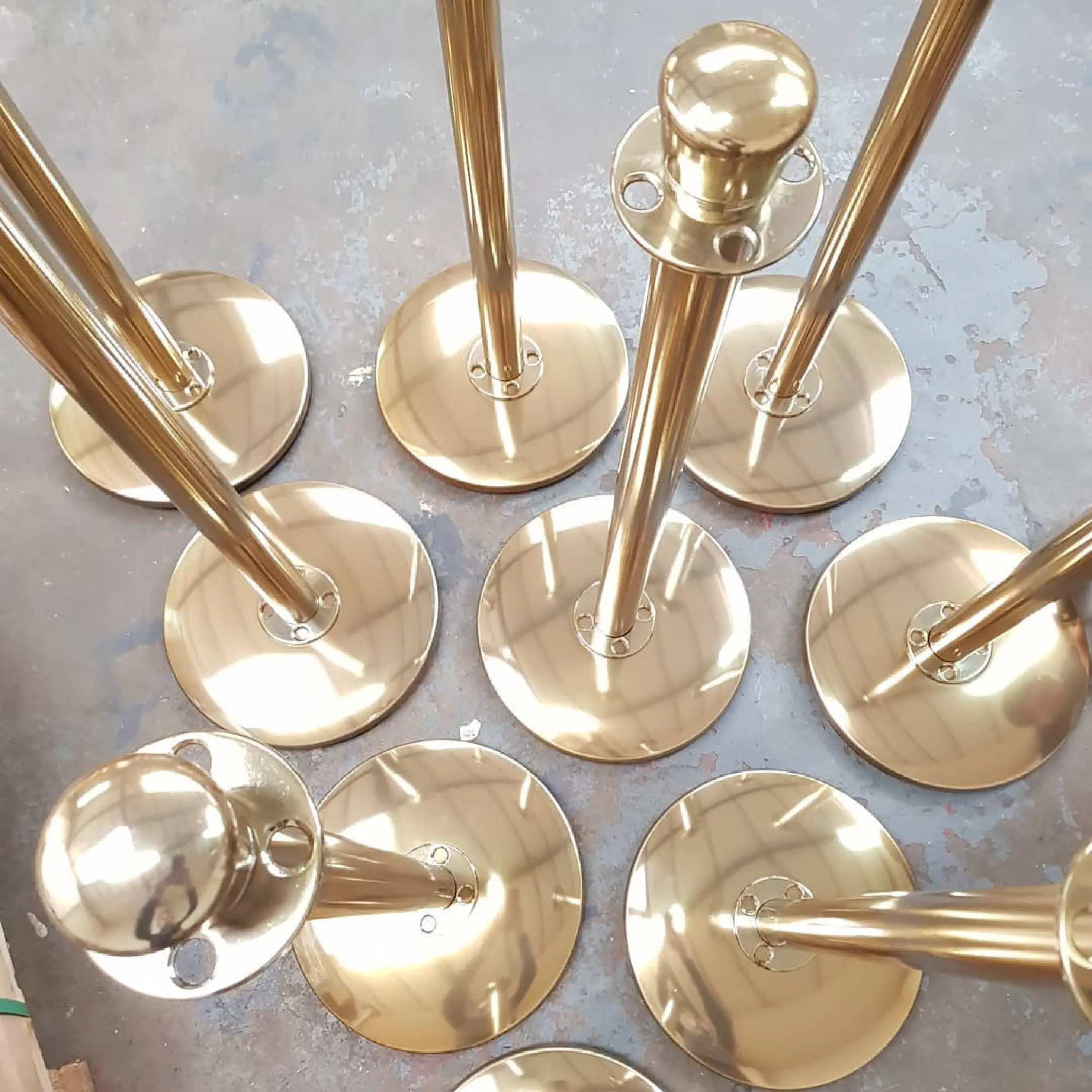 Original Cafe Barrier Post in Anodised Brass Finish Free Standing Original Cafe Barrier Posts in Brass Finish