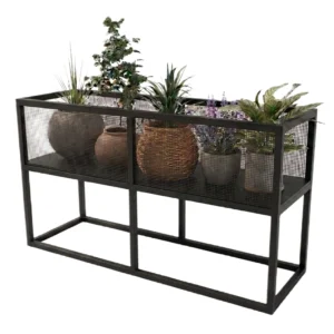 Pentola Industrial Cafe Planter - Available with Laser Cut Logo Panels, Metal and Mesh Industrial Cafe Planter with Plants, Restaurant Planters, Metal Cafe Planters, Commercial Planters, Bespoke Cafe Planters, Custom-Made Cafe Planters, planters for cafes, outdoor planters, alfresco planters