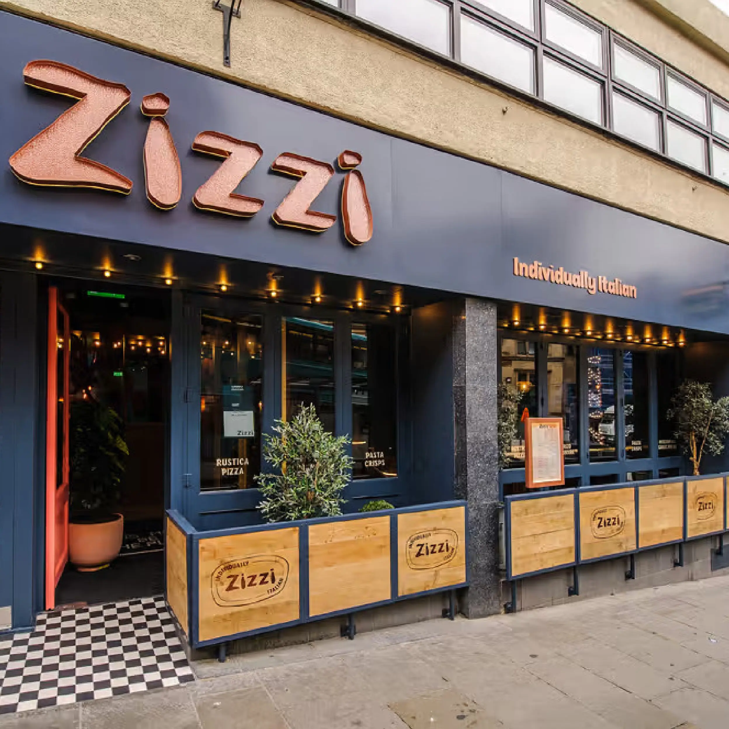 Zizzi Nottingham - Wooden Framed Cafe Panels Zizzi Reclaimed Scaffold Board Wooden Framed Panels