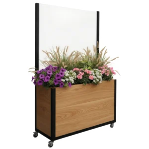 Baylis Screen Industrial Cafe Planter, Bespoke Planters, Commercial Planters, Wooden Planters, Metal Planters, Planters with a Screen, Moveable Planters, Planter on Wheels, Cafe Planter, Custom Made Cafe Planters, Restaurant Planters