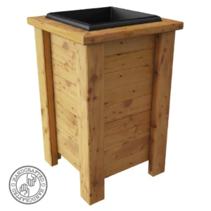 Wooden Valant Cafe Planter with Plastic Insert with Logo, Bespoke Cafe Planter, Wooden Cafe Planter, Custom-Made Cafe Planter, Handmade Cafe Planters, Tall Cafe Planter, Restaurant Planter, Commercial Planters, Commercial Cafe Planter