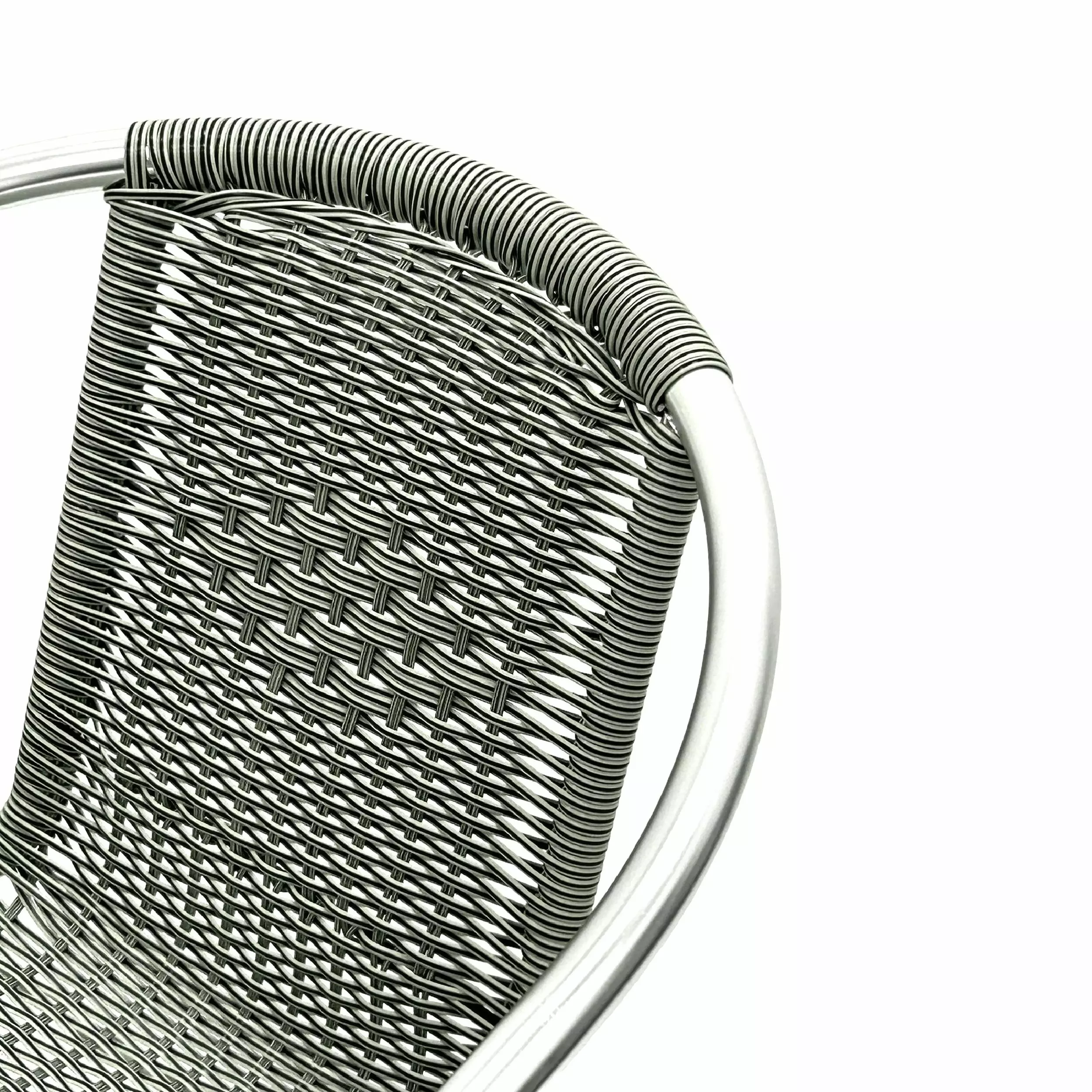 Aluminium Table & Rattan Stacking Chairs Set - Chair Close Up