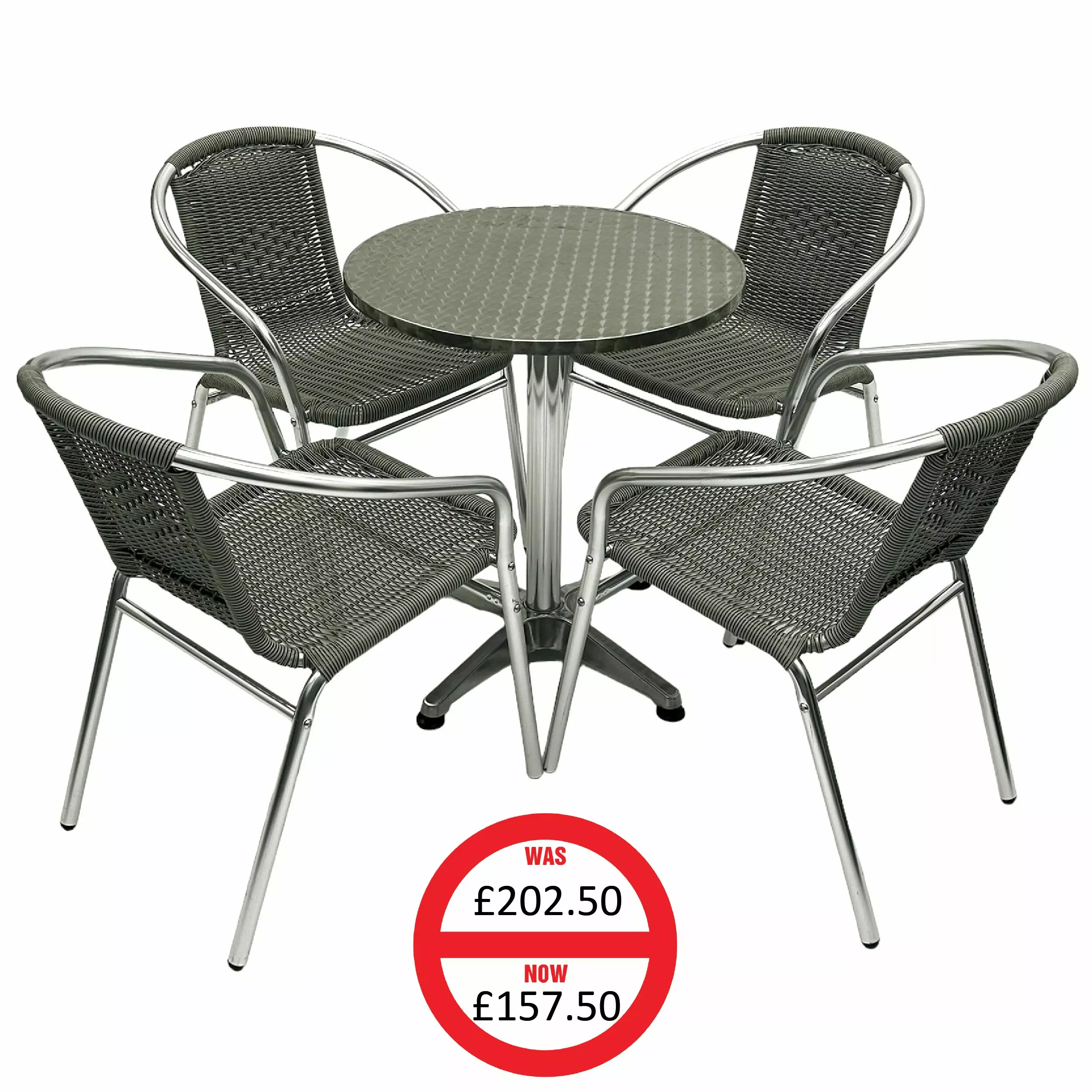 Aluminium Table & Rattan Stacking Chairs Set