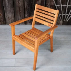 Thetford Stackable Armchair, Range Robinia Wood Outdoor Stacking Armchair - Side View, Indoor & Outdoor Use, Commercial Furniture, Hospitality Furniture, Outdoor Furniture