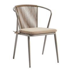 Kirkby Stackable Armchair in Taupe, Commercial Furniture, Restaurant Furniture, Hospitality Furniture, Outdoor Furniture, Indoor Furniture, Metal & Rope Chair