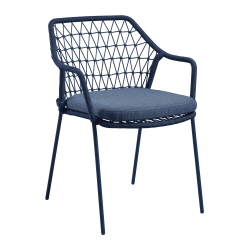 Calvin Stackable Armchair in Indigo Blue, Commercial Furniture, Restaurant Furniture, Hospitality Furniture, Outdoor Furniture, Indoor Furniture, Metal & Rope Chair