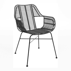 Areca Stackable Armchair in Black, Commercial Furniture, Restaurant Furniture, Hospitality Furniture, Outdoor Furniture, Indoor Furniture, Metal & Rope Chair