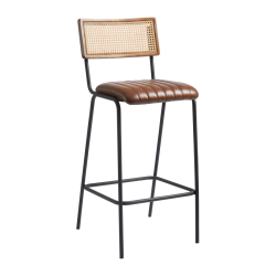 Pampa Bar Stool in Natural with Leather Seat, Commercial Furniture, Restaurant Furniture, Hospitality Furniture, Outdoor Furniture, Indoor Furniture, Metal & Leather Chair