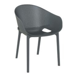 Dark Grey Azure Stackable Armchair for Indoor or Outdoor Use, Plastic Armchair, Commercial Furniture, Hospitality Furniture